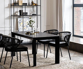 Обеденная группа Венето 4SIS на 4 персоны со стульями "Милан", каркас темно-серый, роуп темно-серый