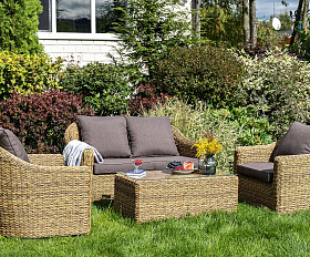 Кресло Кон Панна 4SIS из искусственного ротанга (гиацинт), цвет соломенный