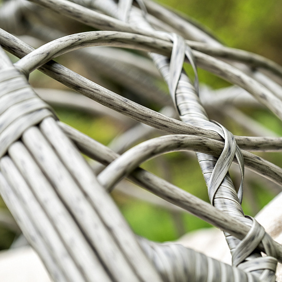 Венеция подвесное кресло-кокон из искусственного ротанга, цвет серый с бежевой подушкой фото 7