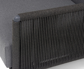 Джелло кресло плетеное из роупа, каркас алюминий темно-серый (RAL7024) муар, роуп темно-серый круглый, ткань темно-серая 027