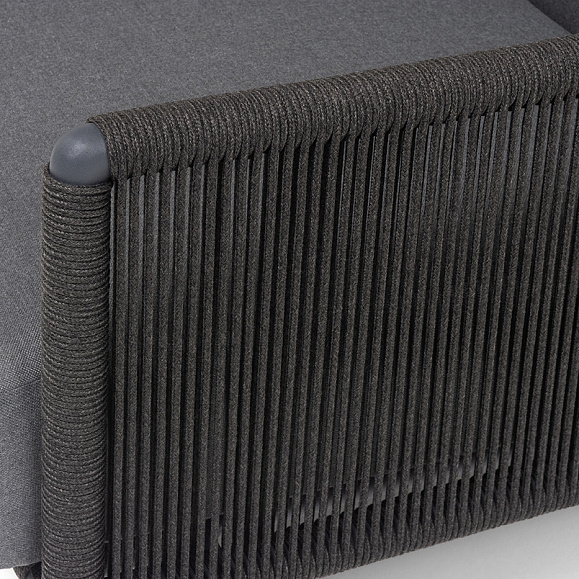 Джелло кресло плетеное из роупа, каркас алюминий темно-серый (RAL7024) муар, роуп темно-серый круглый, ткань темно-серая 027 фото 7