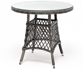 Эспрессо плетеный круглый стол, диаметр 80 см, цвет графит