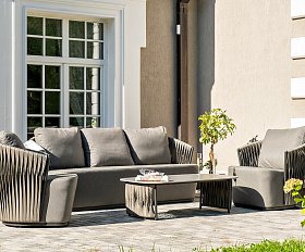 Флоренция лаунж-зона из искусственного ротанга, цвет графит