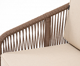 Канны лаунж-зона 4-местная из роупа со столом Гранада (серый гранит), основание дуб, роуп коричневый, ткань бежевая