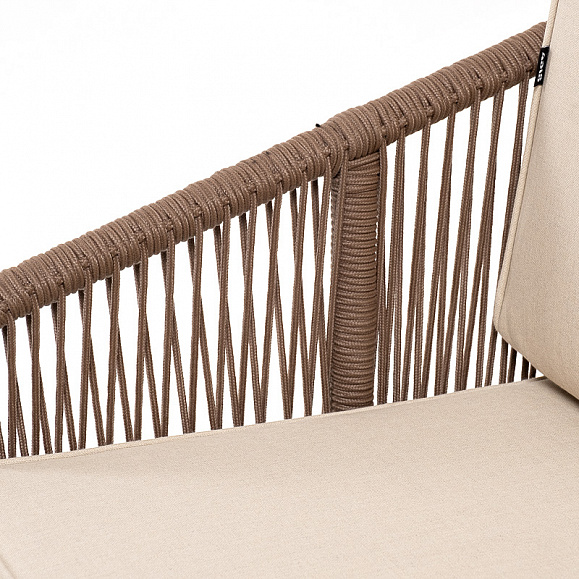 Канны лаунж-зона 4-местная из роупа со столом Гранада (серый гранит), основание дуб, роуп коричневый, ткань бежевая фото 6