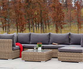 Лунго трансформирующийся диван из искусственного ротанга, цвет соломенный