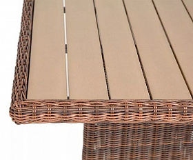 Плетеный обеденный стол Бергамо 4SIS из искусственного ротанга, цвет коричневый