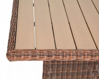 Плетеный обеденный стол Бергамо 4SIS из искусственного ротанга, цвет коричневый