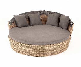 Плетеная кровать круглая Стильяно 4SIS из искусственного ротанга, цвет соломенный