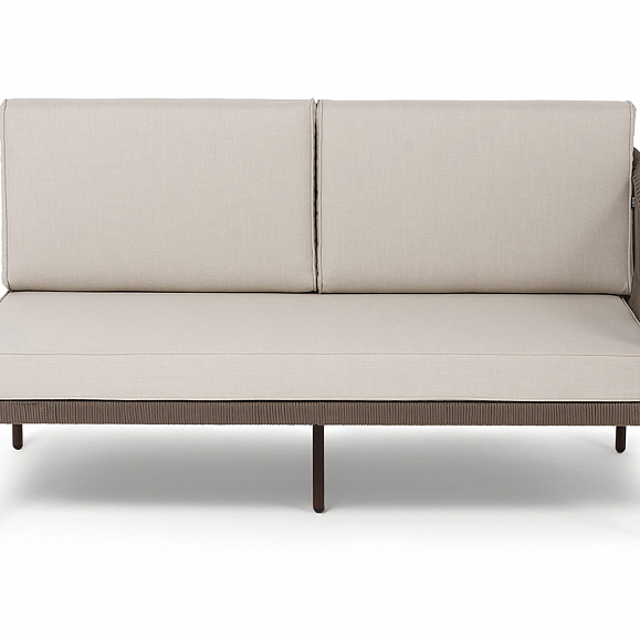 Канны левый модуль плетеный из роупа, каркас алюминий коричневый (RAL8016) муар, роуп коричневый круглый, ткань бежевая 15052 фото 2