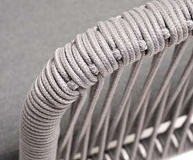 Обеденная группа Малага 4SIS на 6 персон со стульями "Марсель", каркас белый, роуп светло-серый