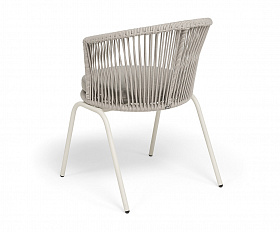 Люксембург стул плетеный из роупа, каркас из стали (RAL1013) муар, роуп бежевый круглый, ткань бежевая 15052