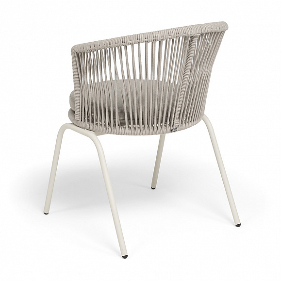 Люксембург стул плетеный из роупа, каркас из стали (RAL1013) муар, роуп бежевый круглый, ткань бежевая 15052 фото 5