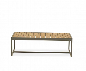 Кофейный стол Amal Brafritid бежевый, антрацит/натуральный, алюминий/тик