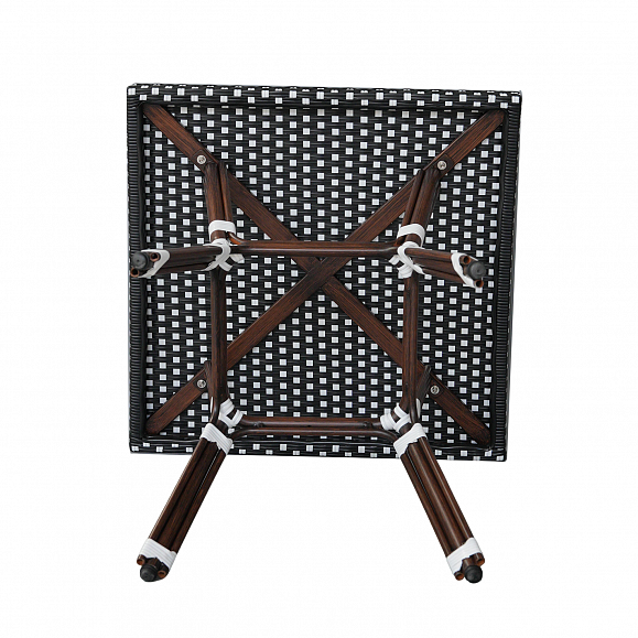 Кабри обеденная группа плетеная на 4 персоны, цвет черно-белый фото 3