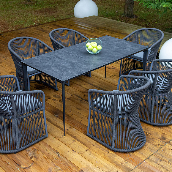 Романо обеденная группа на 6 персон, каркас темно-серый, роуп темно-серый фото 1