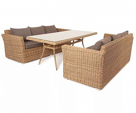 Обеденная группа Мокко Дабл 4SIS из искусственного ротанга, цвет соломенный