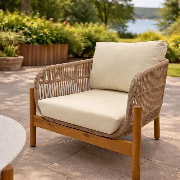 Лаунж-зона Eleonora Royal Family из натурального дерева с 3-хместным диваном фото 4