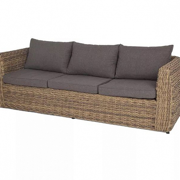 Диван трехместный Кальяри 4SIS из искусственного ротанга (гиацинт), цвет соломенный фото 1