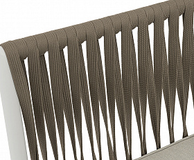 Касабланка правый модуль плетеный из роупа, каркас алюминий светло-серый (RAL7035) муар, роуп серо-коричневый 23мм, ткань бежевая 15052