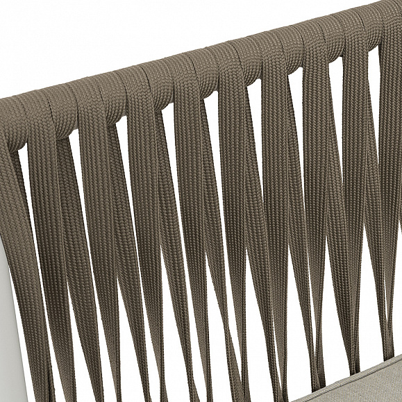 Касабланка правый модуль плетеный из роупа, каркас алюминий светло-серый (RAL7035) муар, роуп серо-коричневый 23мм, ткань бежевая 15052 фото 5