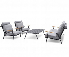 Комплект лаунж мебели Malmo Brafritid с 3-х местным диваном,антрацит/серый, алюминий