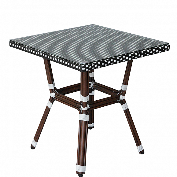 Кабри плетеный стол из искусственного ротанга, цвет черно-белый фото 1