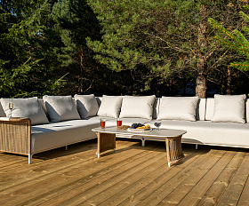 Мальдивы трансформирующаяся лаунж-зона из искусственного ротанга, цвет соломенный