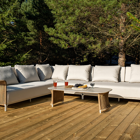 Мальдивы трансформирующаяся лаунж-зона из искусственного ротанга, цвет соломенный фото 2