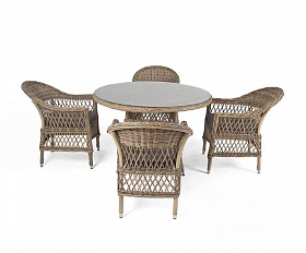 Обеденная группа Дольче 4SIS из искусственного ротанга, цвет соломенный