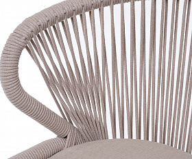 Милан стул плетеный из роупа, каркас алюминий (RAL1001), роуп бежевый круглый, ткань бежевая