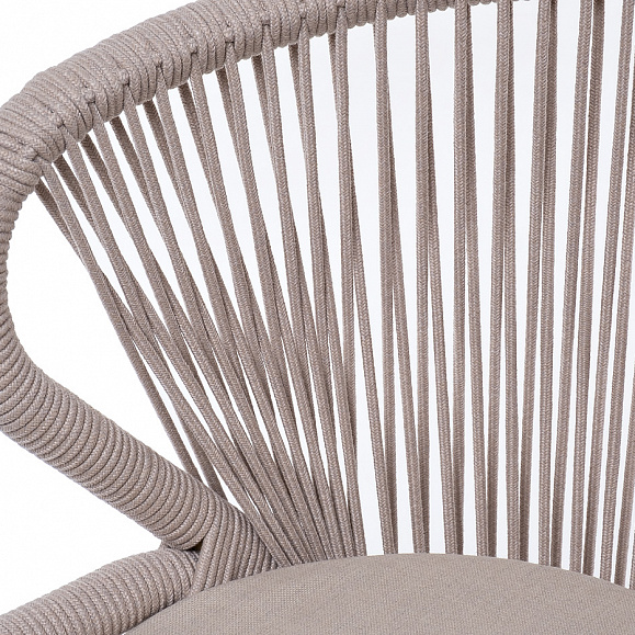 Милан стул плетеный из роупа, каркас алюминий (RAL1001), роуп бежевый круглый, ткань бежевая фото 6