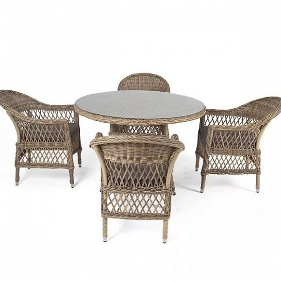 Обеденная группа Дольче 4SIS из искусственного ротанга, цвет соломенный фото 2