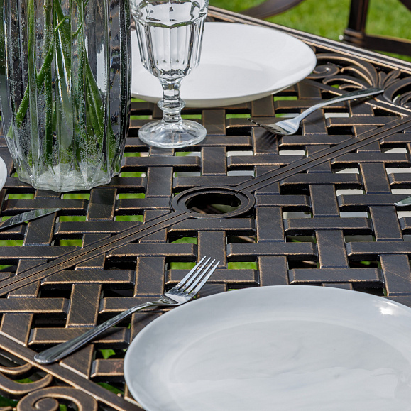 Обеденный комплект Wilhelm Royal Family из литого алюминия на 6 персон. Прямоугольный стол фото 8