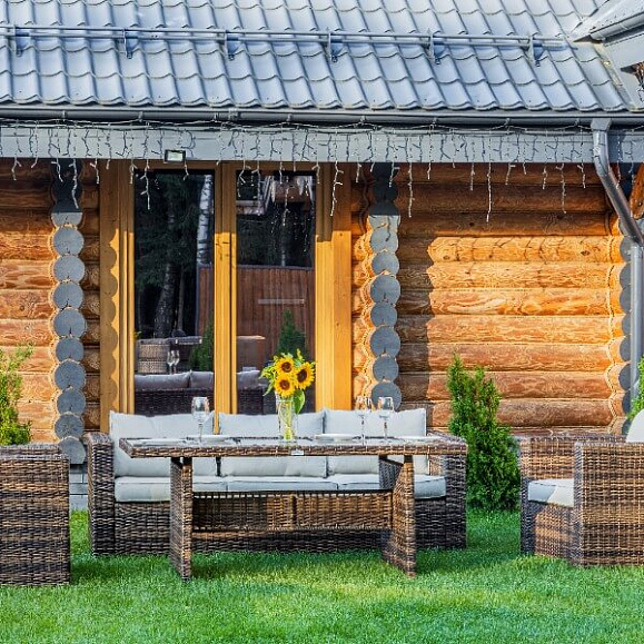 Обеденный комплект Karl Royal Family из искусственного ротанга с обеденным столом, цвет коричневый фото 2