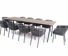 Обеденная Санта-Фе 4SIS группа на 10 персон, стол HPL, плоский роуп