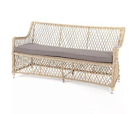 Диван двухместный Латте 4SIS из искусственного ротанга, цвет соломенный