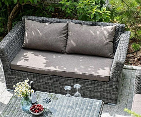 Диван двухместный Капучино 4SIS из искусственного ротанга, цвет графит