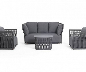 Лаунж-Зона Лугано 4SIS 5-местная плетеная из роупа (веревки), каркас алюминиевый темно-серый, роуп темно-серый