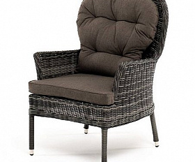 Плетеное кресло Алиса 4SIS из искусственного ротанга, цвет графит с подушками