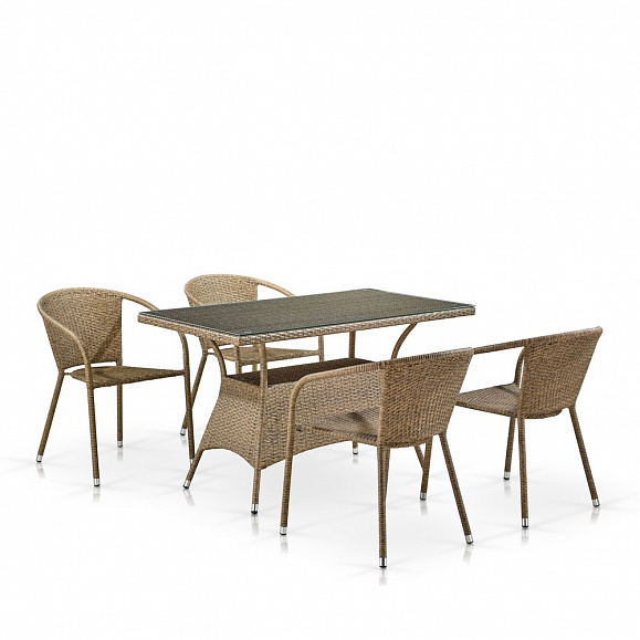 Комплект мебели из иск. ротанга T198D/Y137C-W56 Light Brown (4+1) фото 1