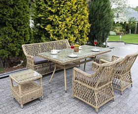 Обеденная группа Катания F 4SIS из искусственного ротанга, цвет соломенный
