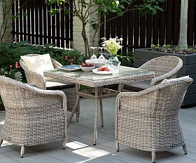 Обеденная группа Фредо 4SIS из искусственного ротанга, цвет бежевый