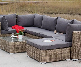 Лаунж-зона трансформирующаяся Лунго 4SIS из искусственного ротанга, цвет соломенный