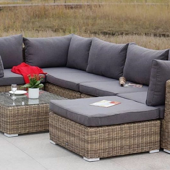 Лаунж-зона трансформирующаяся Лунго 4SIS из искусственного ротанга, цвет соломенный фото 5