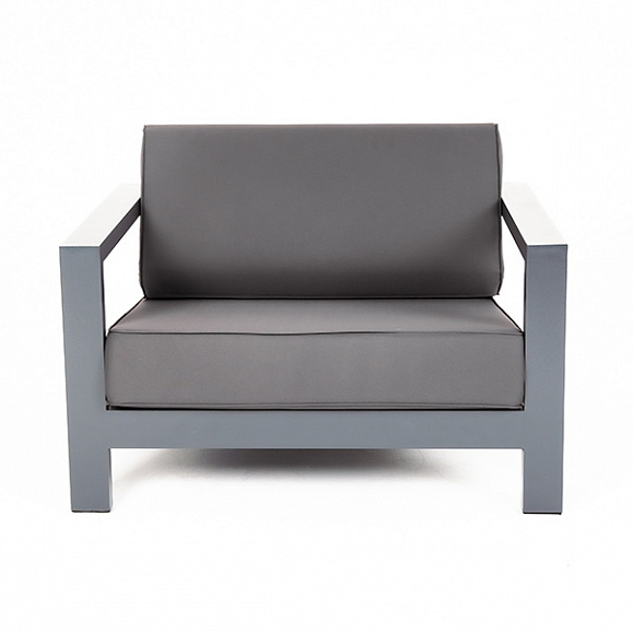 Гранада кресло алюминиевое, цвет темно-серый (RAL7024) муар, ткань темно-серая 027 фото 2