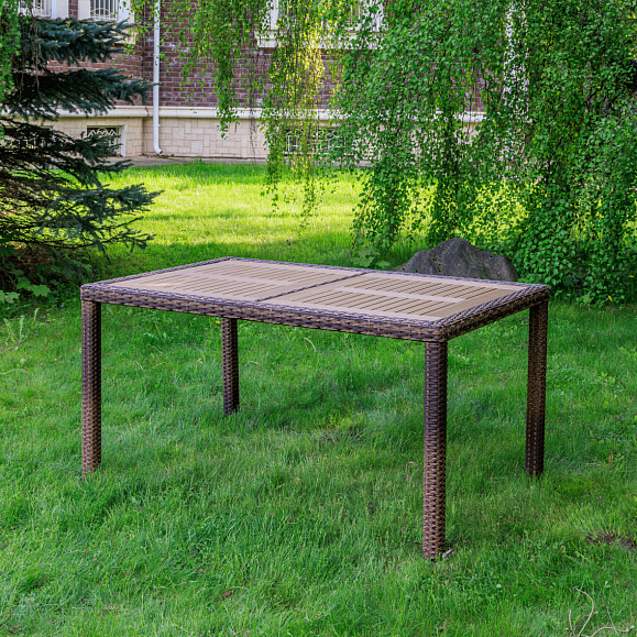 Обеденный стол Amelia Royal Family из искусственного ротанга 150 см, цвет коричневый фото 1