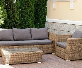 Журнальный столик Капучино 4SIS из искусственного ротанга, цвет соломенный