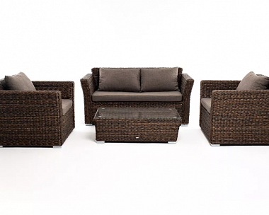 Лаунж-зона Капучино Сингл 4SIS из искусственного ротанга (гиацинт), цвет коричневый