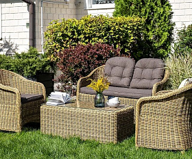 Диван двухместный Равенна 4SIS из искусственного ротанга, цвет соломенный